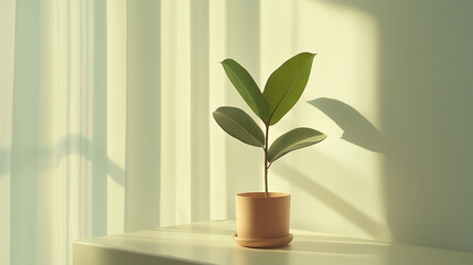 A potted plant on a modern desk, symbolizing simplicity and focus in a clean workspace.