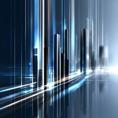 Obraz premium Abstract Blue Light Structures: A Modern Digital Rendering with Geometric Shapes and Reflections.