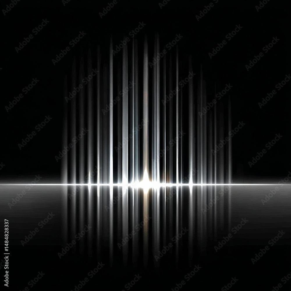 Poster abstract light beams and reflections: a symphony of dark and light, illuminating an enigmatic horizo