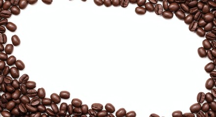Coffee Beans Border on White Background for Menu or Poster