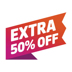 Extra fifty percent off discount offer banner design for sales and marketing purposes