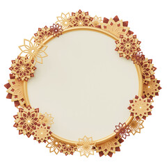 3D Islamic frame with floral mandala ornaments