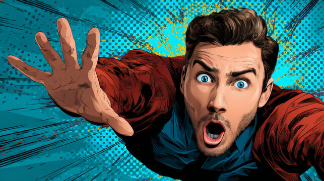 shocked man back, human reaction. Pop art retro vector illustration comic cartoon figure vintage kitsch
