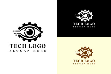 gear shape eye vector illustration, abstract, icon, logo for ai vision, internet of things, database, data center, cybersecurity, tech, fintech, cloud computing, artificial intelligence, and more