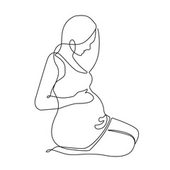 Pregnant Woman Continuous Line Art Drawing. Pregnancy Concept One Line Drawing Minimalist Illustration for Modern Graphic Design. Vector EPS 10.	