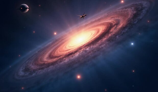 Flying through glowing nebulae and stars