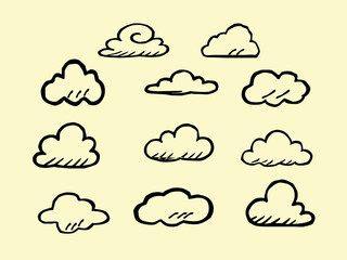 set of clouds.set of clouds icons. Vector illustration of clouds.set of colorful clouds.weather icon set. Set of weather icons.clouds computing concept. Cloud computing icon. clouds pattern background