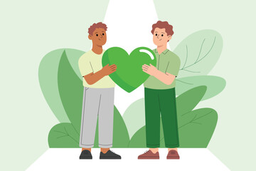 Environmental Care Illustration People Holding Green Heart 2