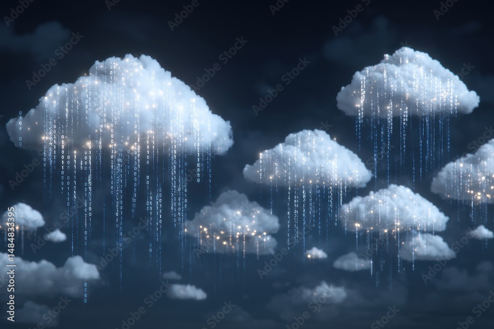 Poster digital rain: cloud computing data flow visualization