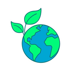 Green planet icon, for ecology websites and presentations