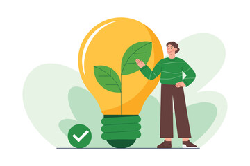 Green Energy Innovation Light Bulb with Plant and Person 2