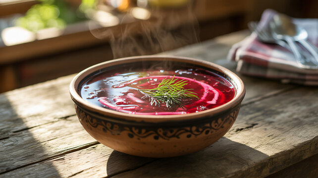 A hearty bowl of borch a traditional Ukrainian dish