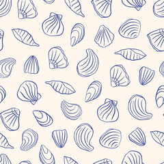 Hand drawn sea shells pattern