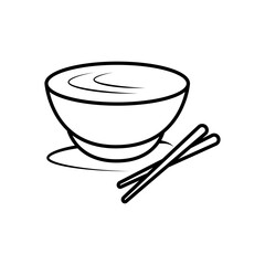 Bowl with chopsticks outline icon