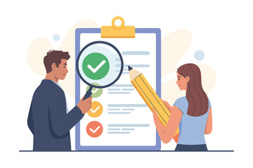 Recruitment Process Vector Illustration - Candidates Reviewing Job Application