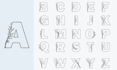 Floral ornate letters. Ornamental flowers monogram, vintage font and flower spring ornament alphabet