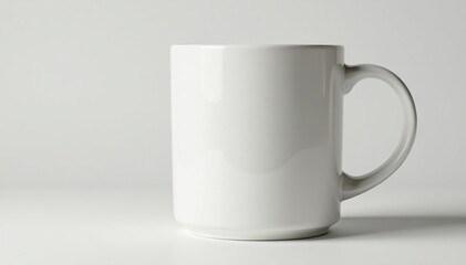 Obraz premium Large ceramic mug, thick handle, pristine white, ceramic mug, object, blank