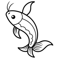Koi fish vector line art on white background