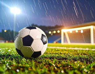 Rain fall on the football field