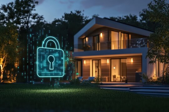 Smart security system protects modern home at night