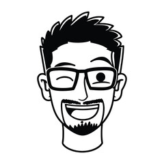 a happy smiling man outline design