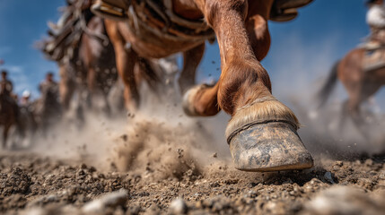 Thundering Hooves Racing in Dust at Naadam Festival &ndash; Eriin Gurvan Naadam Action Shot