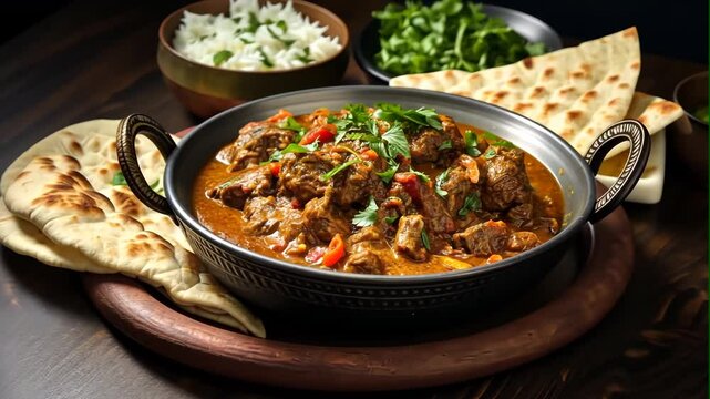 india lamb curry with rice with spicy in dish