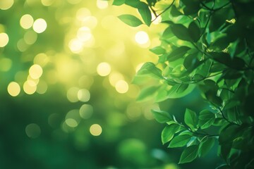 Soft green bokeh forest background for design