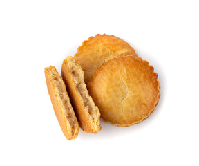 Netherlands traditional cookies isolated, Holland almond filled cake, Dutch marzipan pastry