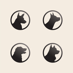 Line Art Dog Head Icon Set
