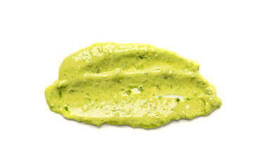 Green mojo verde sauce smear, dressing splatter drip, Canary Islands food