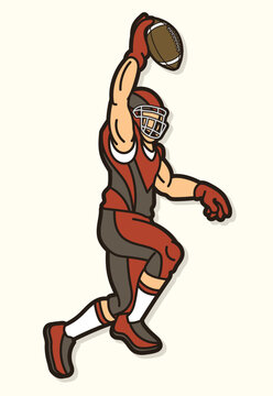 football player throwing ball, red, brown clip art preview