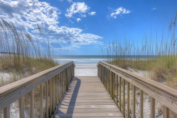 Fototapeta premium Wooden walkway to a pristine beach