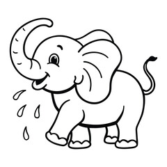 baby elephant outline design for coloring book page