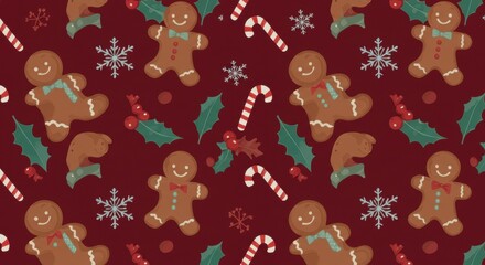 Festive gingerbread man holiday pattern