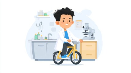 Scientist on a Bike: Creative Lab Illustration