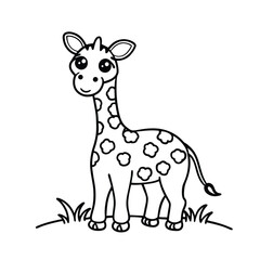 giraffe line art for coloring book page