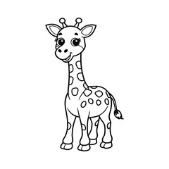 giraffe line art for coloring book page