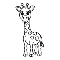 giraffe line art for coloring book page