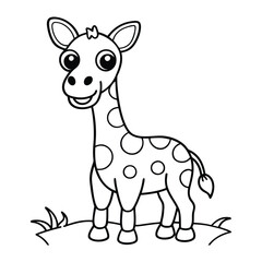 giraffe line art for coloring book page