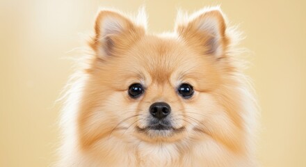 Fluffy pomeranian portrait studio shot
