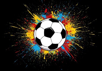 Naklejka premium Soccer ball with colorful paint splashes illustration