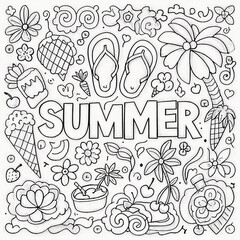 Whimsical Summer Vacation Coloring page