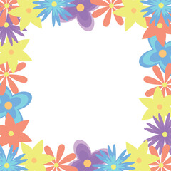 Frame with flowers and white background. Flora. Seasonal flowers. Holiday.
