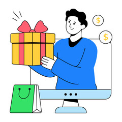 An illustration design of online gift box