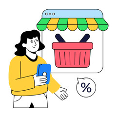 Trendy design illustration of grocery shopping