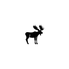 Fototapeta premium Elk moose bull mammal black silhouette animal. Vector Illustrator.