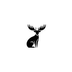 Naklejka premium Elk moose bull mammal black silhouette animal. Vector Illustrator.