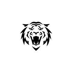 Obraz premium Geometric Tiger Head Logo - Minimalist Symmetrical Vector Design for Branding
