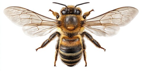 Close-Up of Bee With Spread Wings is a premium-quality stock image ideal for use in lifestyle blogs, health content, promotional campaigns, and editorial publications.